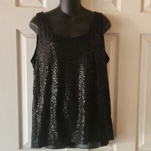 Talbots Black Sequin Tank Top NWOT